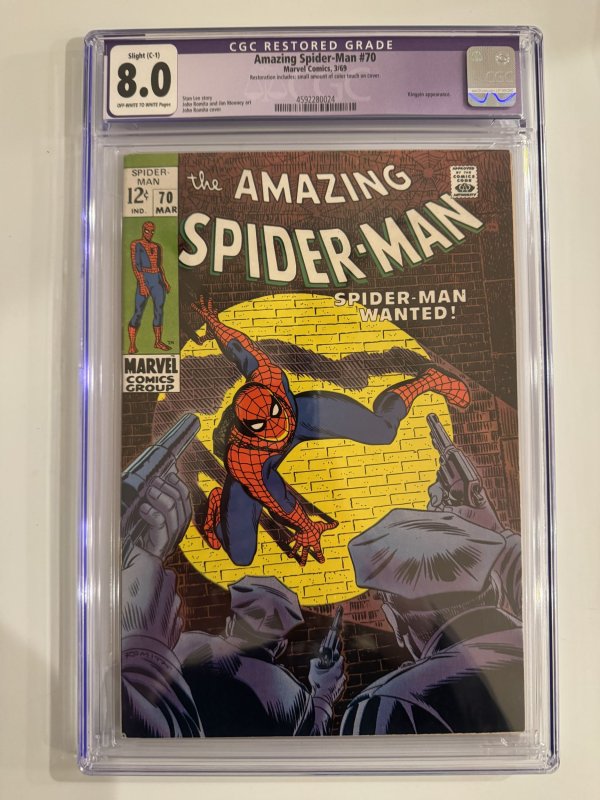 Amazing Spiderman #70 Cgc 8.0 Marvel Comics (1969)