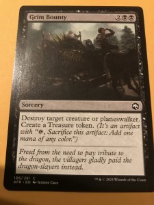 GRIM BOUNTY : Magic the Gathering MTG / Adventures in Forgotten Realms, NM card