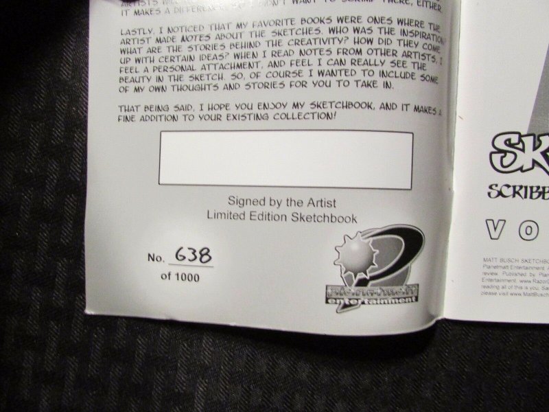 2006 MATT BUSCH Sketchbook Volume #1 FN- 5.5 Numbered of 1000