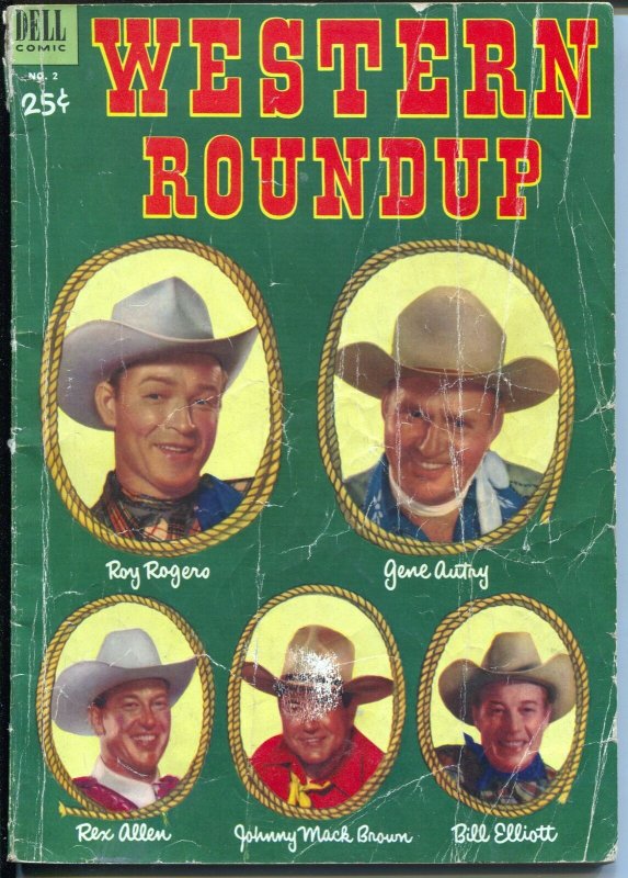 Western Roundup #2 1953-Dell-photo cover-Roy Rogers-Rex Allen-Bill Elliott-G