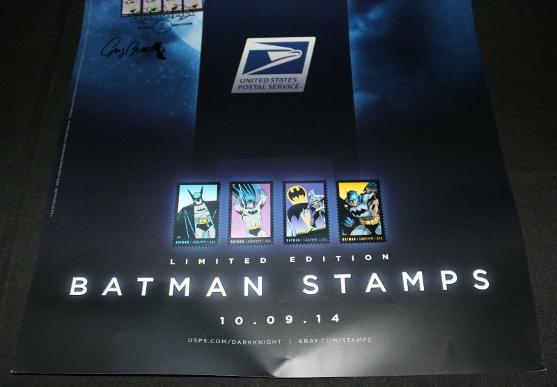 Batman Stamps US Postal Service Ad Poster - 2014 Stamped & Signed by the Artist