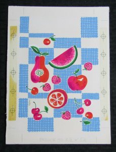 PICNIC INVITE Apple Cherries & Strawberries 7.5x10 Greeting Card Art #6644