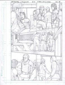 Battlestar Galactica #4 pg 14 Original Penciled art ALEX SANCHEZ Commander Adama