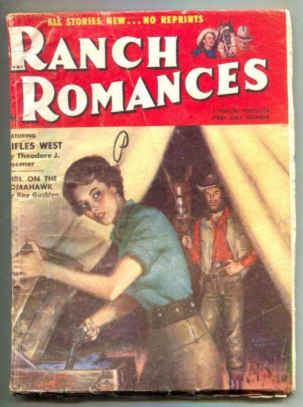 Ranch Romances Pulp 1st July 1955- Girl on the Tomahawk