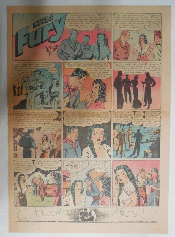 Miss Fury Sunday by Tarpe Mills from 7/12/1942 Size: 11 x 15  Very Rare Year #2