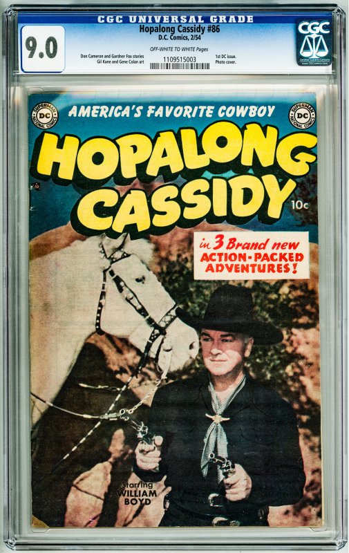 Hopalong Cassidy #86 (1954) CGC 9.0! OWW Pages!