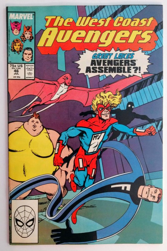 West Coast Avengers #46 (FN/VF, 1989) 1st team app of the Great Lake Avengers