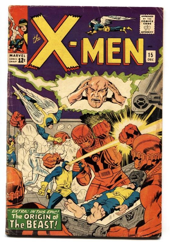 X-MEN-#15-comic book MARVEL Beast origin-silver age Sentinels