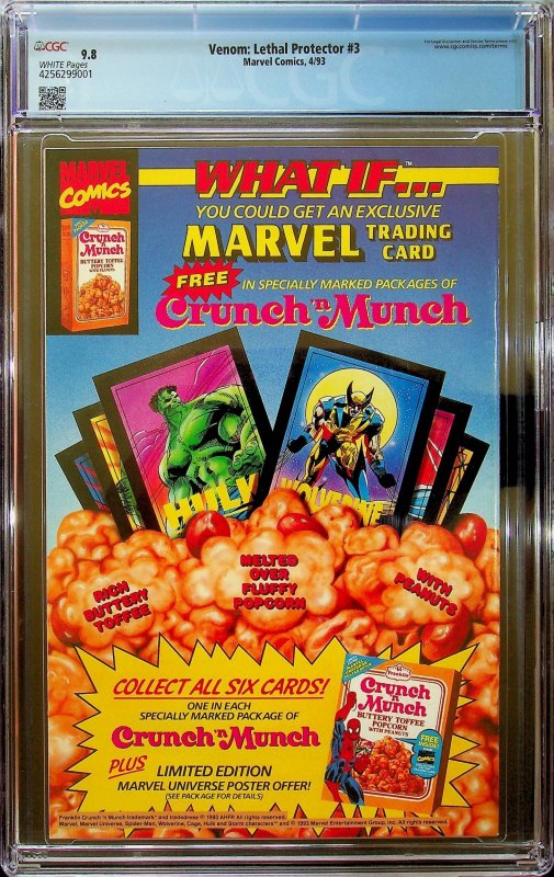 Venom: Lethal Protector #3 Direct Edition (1993) - CGC 9.8 - Cert#4256299001