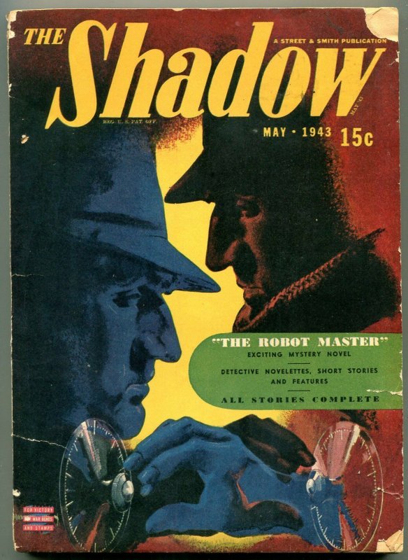 The Shadow Pulp May 1943- THE ROBOT MASTER- Modest Stein cover G/VG