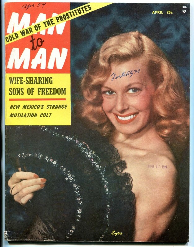 Man to Man Magazine April 1954- Cleo Moore- Mexican crucifixion