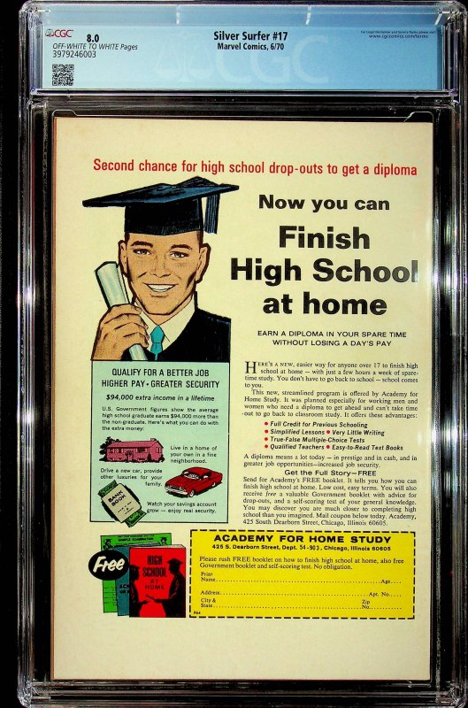 The Silver Surfer #17 (1970) - CGC 8.0 - Cert #3979246003