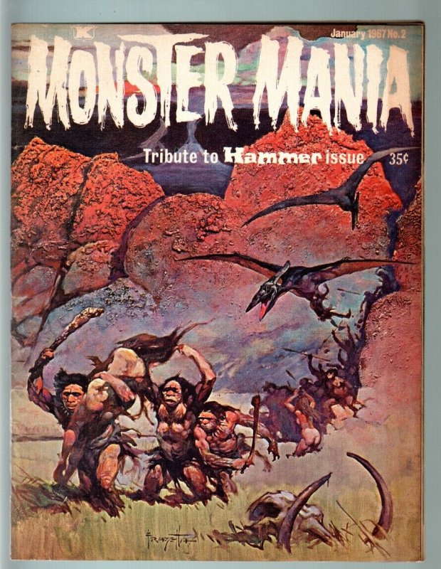 MONSTER MANIA #2-1967-FRAZETTA COVER-TRIBUTE TO HAMMER-HARRYHAUSEN-P CUSHIN FN