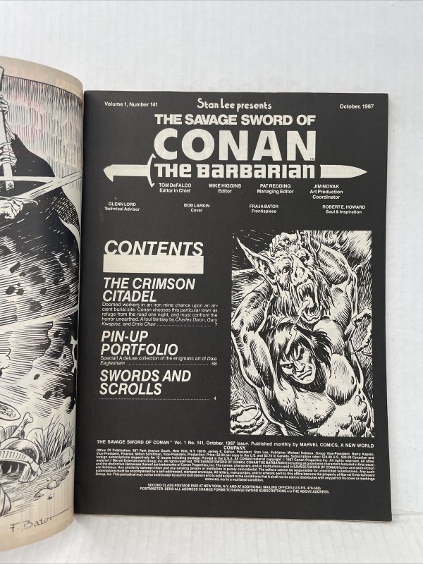 Savage Sword Of Conan #141 Marvel Magazine 