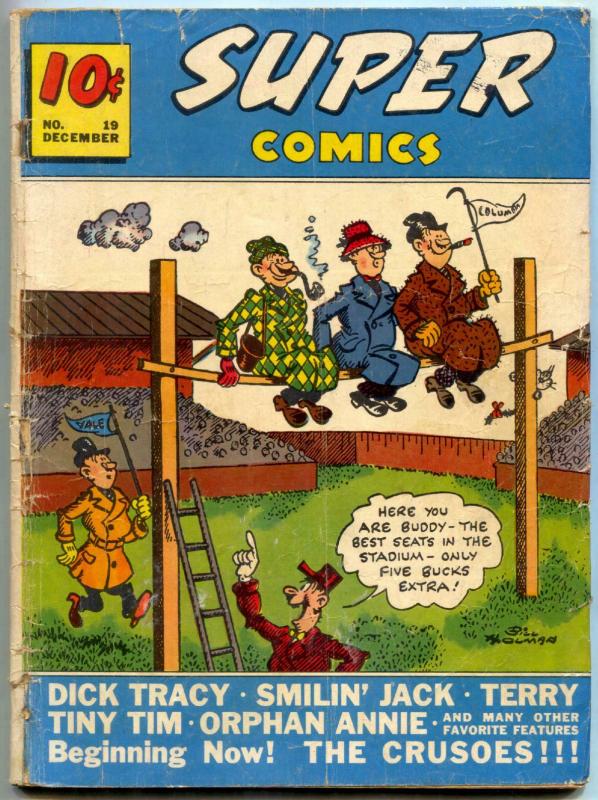 Super Comics #19 1939- Dick Tracy- 1st CRUSOES- Golden Age glued VG