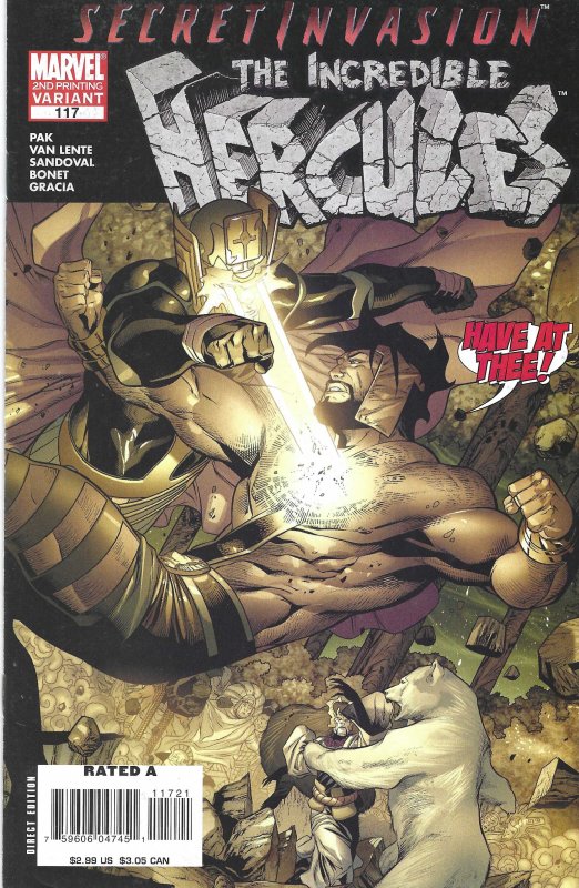 Incredible Hercules #117 (7-08) w/ the God Squad, Athena v. Skrull Empire