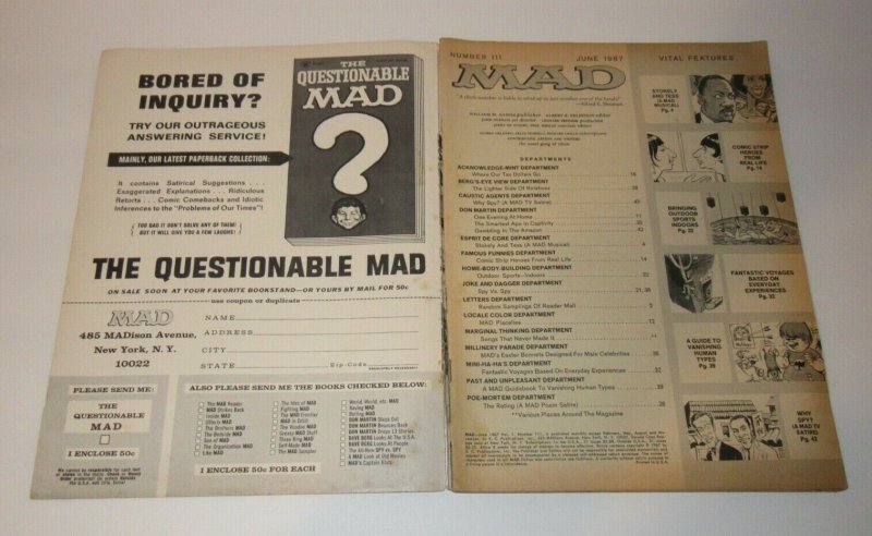 Mad Magazine #111 Norman Mingo Cover June 1967 EC Publications GD