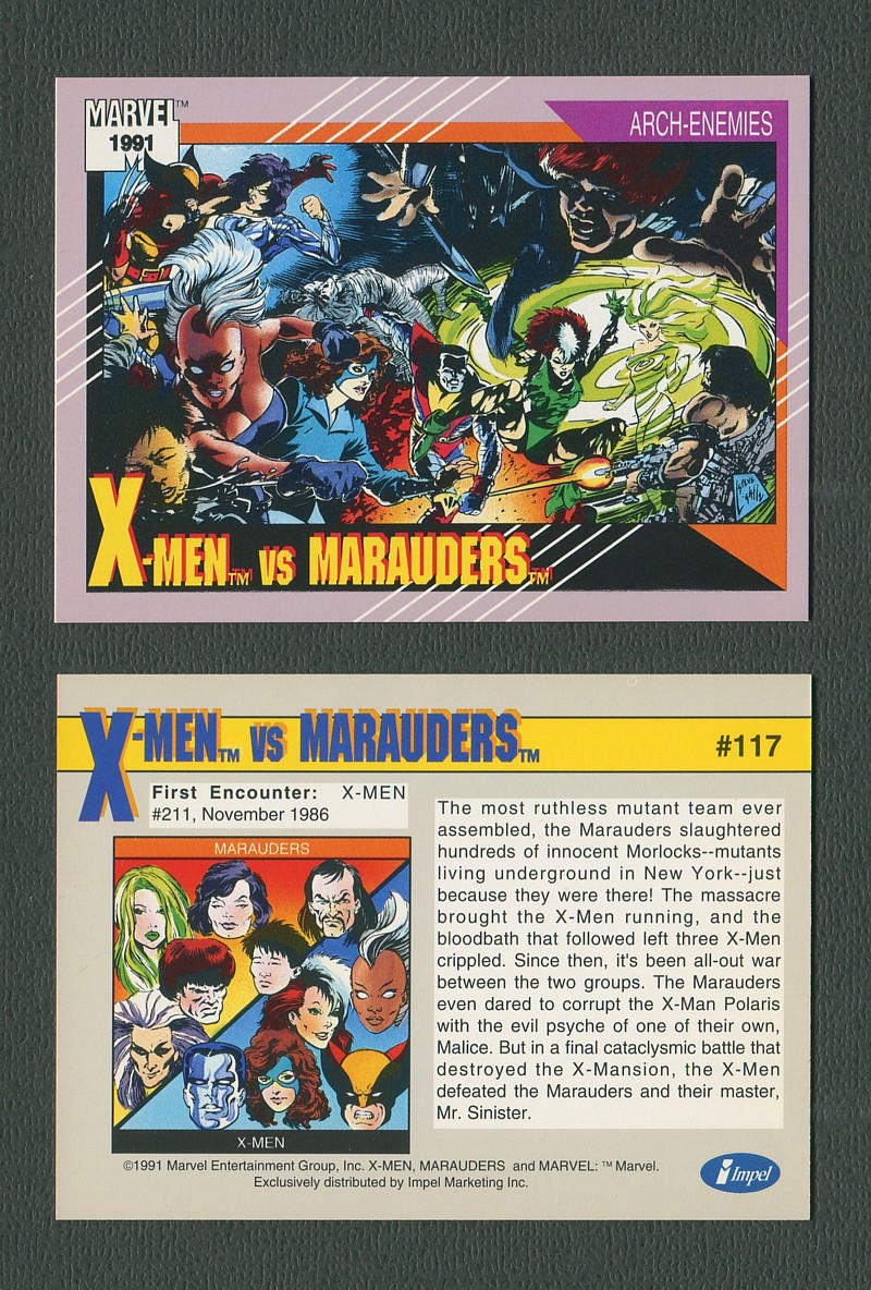X-Men vs Marauders 117 1991 Marvel Universe Series 2 Impel Base Trading Card 