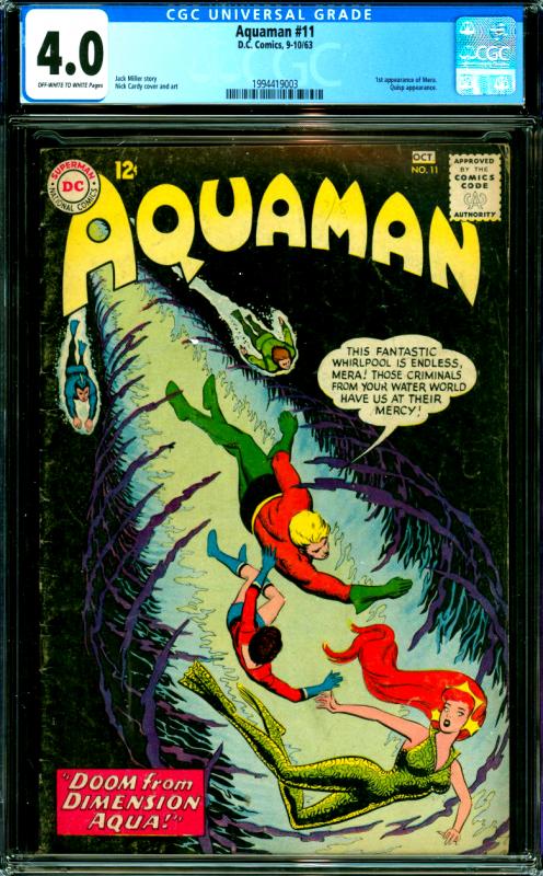 Aquaman #11 CGC Graded 4.0 1st Mera, Quisp App.