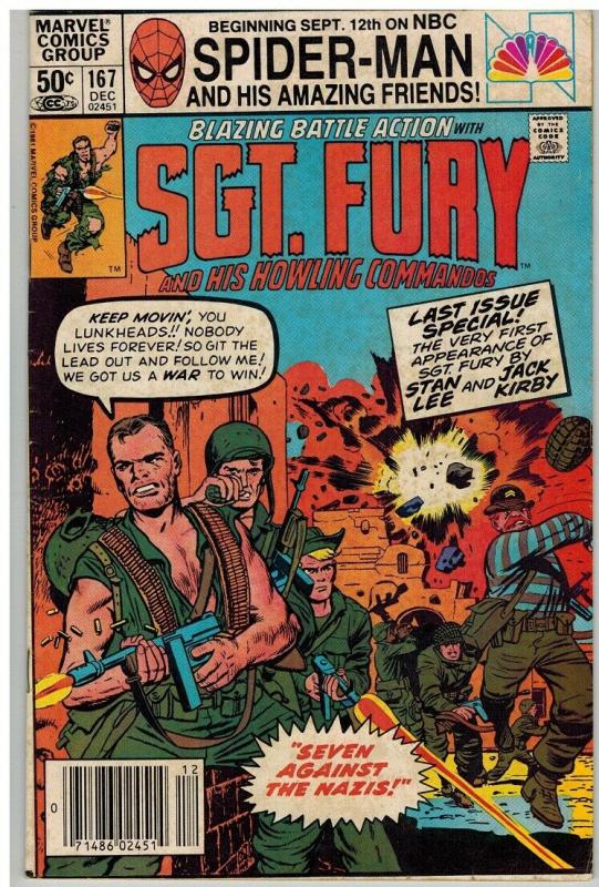 SERGEANT FURY 167 G-VG Dec.1981 SCARCE LAST