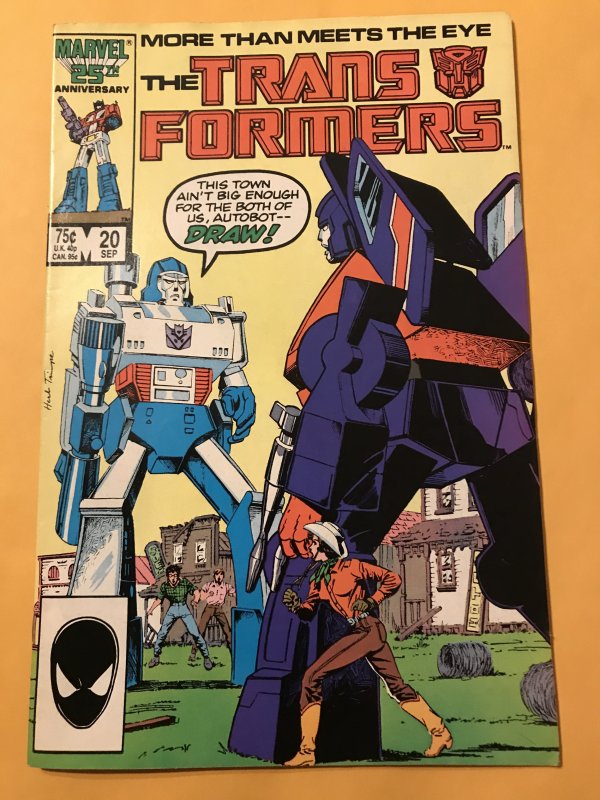 THE TRANSFORMERS #20 : Marvel 9/86 VF- Off White Pages;