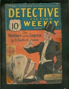 DETECTIVE FICTION WEEKLY PULP- 11/10/34-TORTURE COVER G/VG