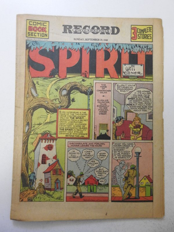 The Spirit #18 (1940) Newsprint Comic Insert Rare!