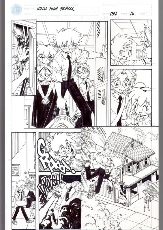 NINJA HIGH SCHOOL #134 PG 16-ORIGINAL ART-BEN DUNN-ANIME-COMIC BOOK-NHS