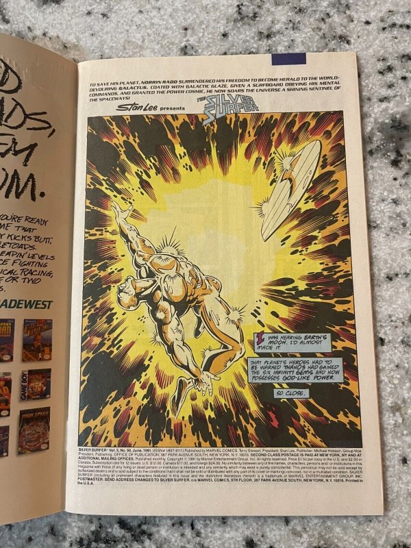Silver Surfer # 50 VF Marvel Comic Book Thanos Avengers Hulk Thor Wasp 15 J864