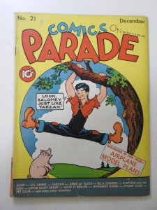 Comics on Parade #21 (1939) VG- Condition centerfold detached top staple