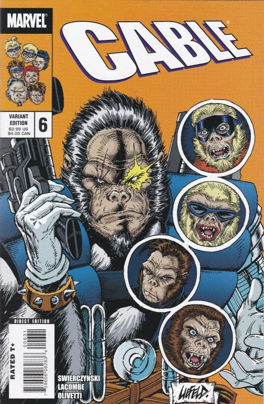 Cable 6 NM 1:10 Rob Liefeld Ape New Mutants 87 homage variant