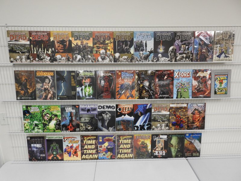Huge Lot 42 TPB's W/ Walking Dead, Superman, Sandman, +More! Avg VF- Con...