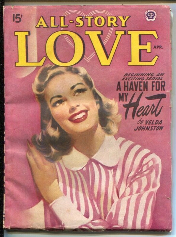 All Story Love 4/1950-pin-up girl cover-female pulp fiction authors-VG4