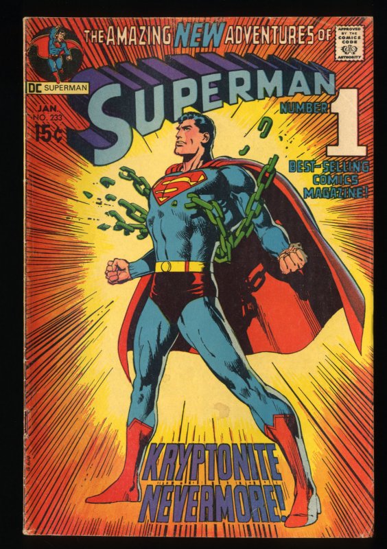 Superman #233 VG- 3.5 Neal Adams Cover!