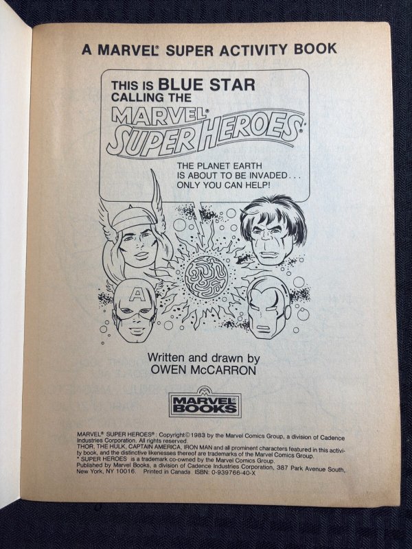 1983 MARVEL SUPER HEROES Activity Book FVF 7.0 Thor Hulk Cap UNUSED Marvel Books