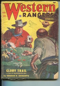 WESTERN RANGERS 09/1954-POKER GAME COVER-GAMBLING PULP-GUNFIGHT-vg minus