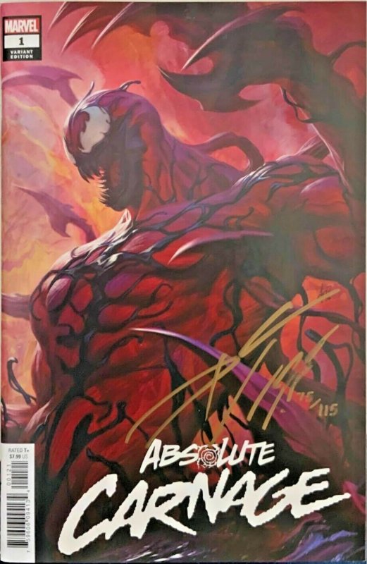 Absolute Carnage 1 Artgerm Variant signed in GOLD Donny Cates  W/COA NM.