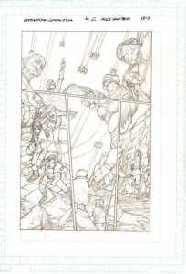 Battlestar Galactica #2 pg 9 Original Pencil art ALEX SANCHEZ CYLON RAIDER Ships