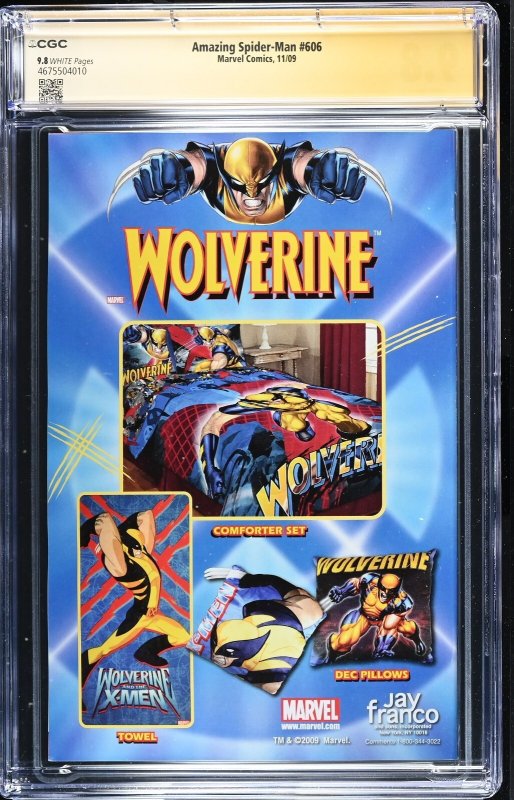 Amazing Spider-Man (2009) # 606 (CGC 9.8 SS) Signed & Sketch Mike Mckone