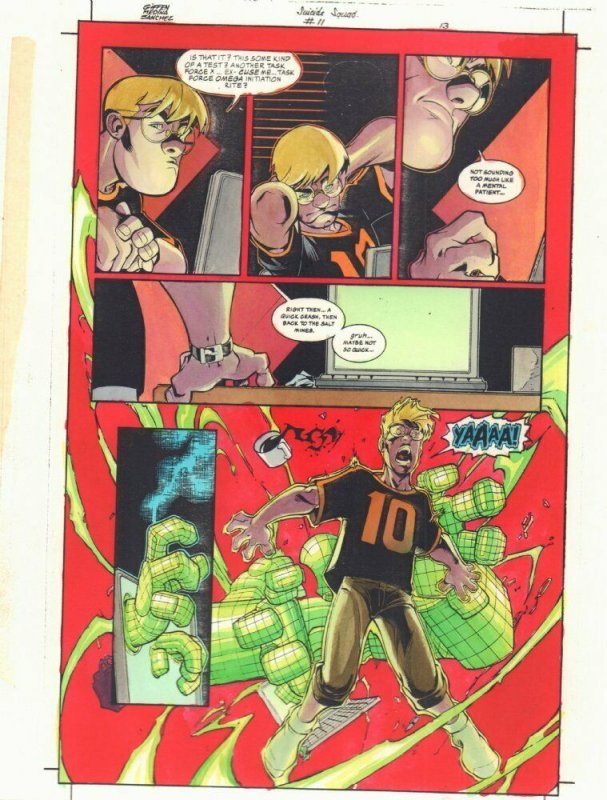 Suicide Squad #11 p.13 Color Guide Art - Modem Gets Attacked - by John Kalisz