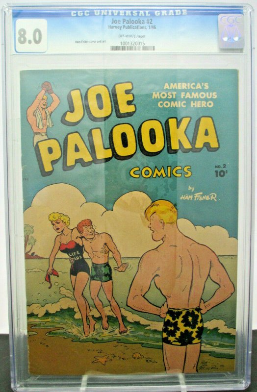 Joe Palooka #2 ~ Harvey Publications 1946 ~ CGC 8.0 VF ~ Ham Fisher Cover & Art