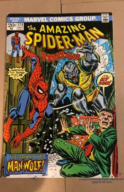 The Amazing Spider-Man #124 (1973) 1st ManWolf key issue