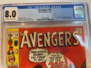Avengers (1970) # 78 (CGC 8.0) Tom Palmer Classic Cover | 1st App Lethal Legion