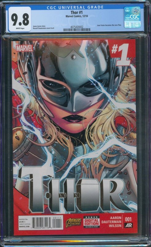 Thor #1 2014 CGC 9.8 1st cover of the Jane Foster Thor 