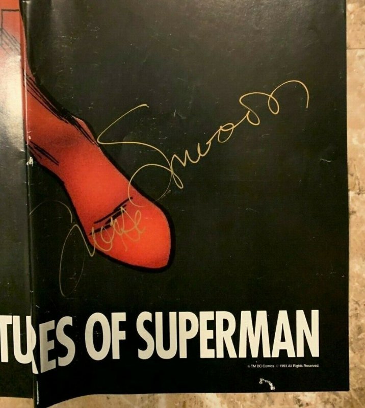 1993 SUPERMAN IS BACK 28x42 Promo Poster FVF 7.0 SIGNED 4X Simonson Janke ++