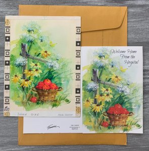 WELCOME HOME Fence Flowers & Apples 6x8 Greeting Card Art 92007 w/ 3 Cards