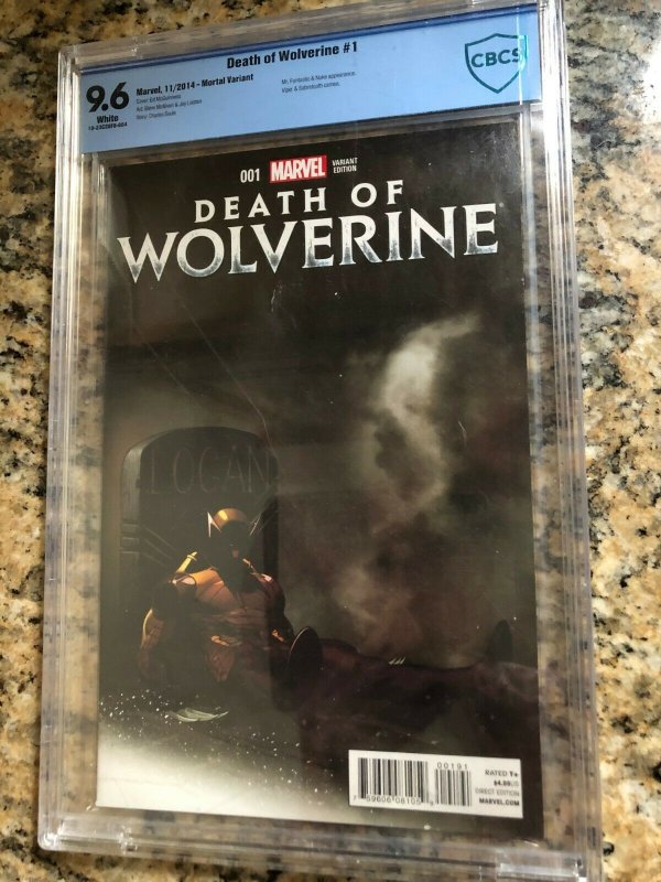 DEATH OF WOLVERINE #1 CBCS 9.6 WHITE / MARVEL 11/14 / MORTAL VARIANT