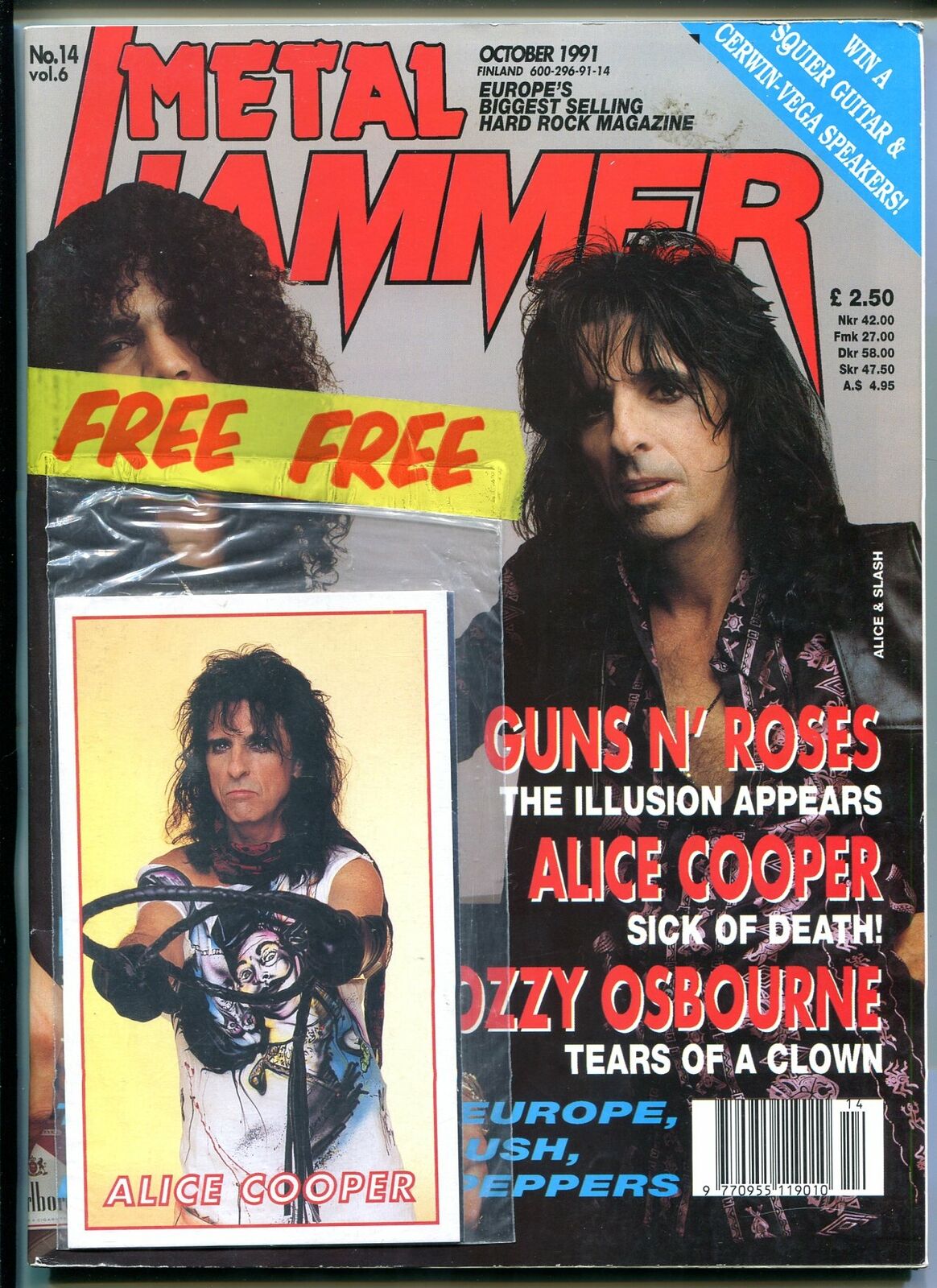 Metal Jammer 101991 Alice Cooper Ozzy Osbourne Guns N Roses Hard Rock