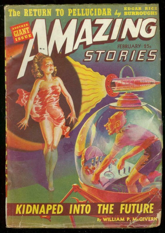 AMAZING STORIES FEB 1942-SPICY CVR-EDGAR RICE BURROUGHS G-