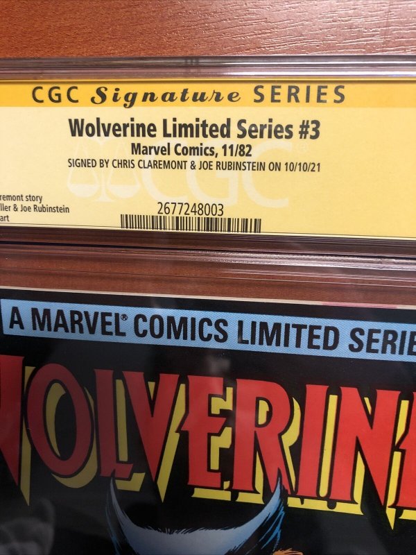 Wolverine Limited Series  (1982) # 3 (CGC 9.8 WP SS) Double Signed By C.C & J.R